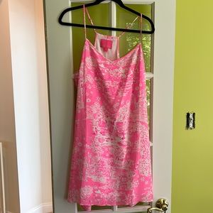 NEW Lilly Pulitzer silk dusk dress, size L, skinny dippin